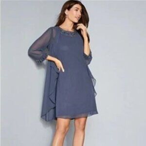 SLNY® Embellished Chiffon Dress & Jacket  Size 12